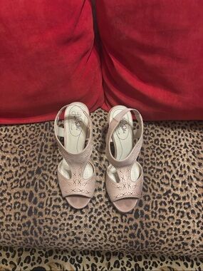 Jessica Simpson Girls' Blush Pink Perforated Slingback Sandals